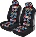 BDK Aztec Pattern Car Seat Covers for Front Seats, 2-Pack Geometric Print Front Seat Cover Set with Matching Headrest, Sidele
