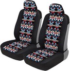 BDK Aztec Pattern Car Seat Covers for Front Seats, 2-Pack Geometric Print Front Seat Cover Set with Matching Headrest, Sidele