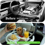 Outus 2 in 1 Car Steering Wheel Tray Steering Wheel Desk for Laptop Wooden Car Table Foldable for Eating Food Writing Work Multipurpose Travel Cars Accessories