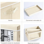 Homsorout Large Storage Baskets Bins with Lids - Stackable Cube Bins for Closet, 3 Pack Beige Windows Organizer Bins, Home Or