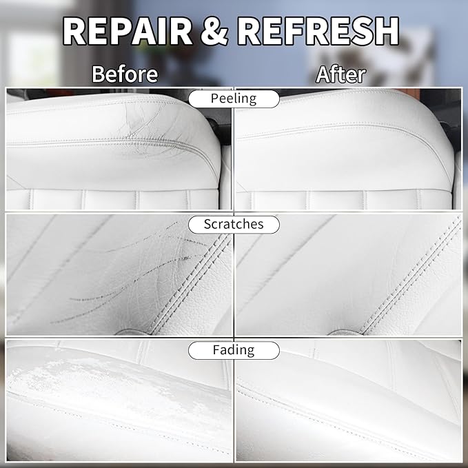 White Leather Recoloring Balm with 100ml Mink Oil,Leather Couch Scratch Remover,Leather Repair kit for Vinyl Furniture and Ca