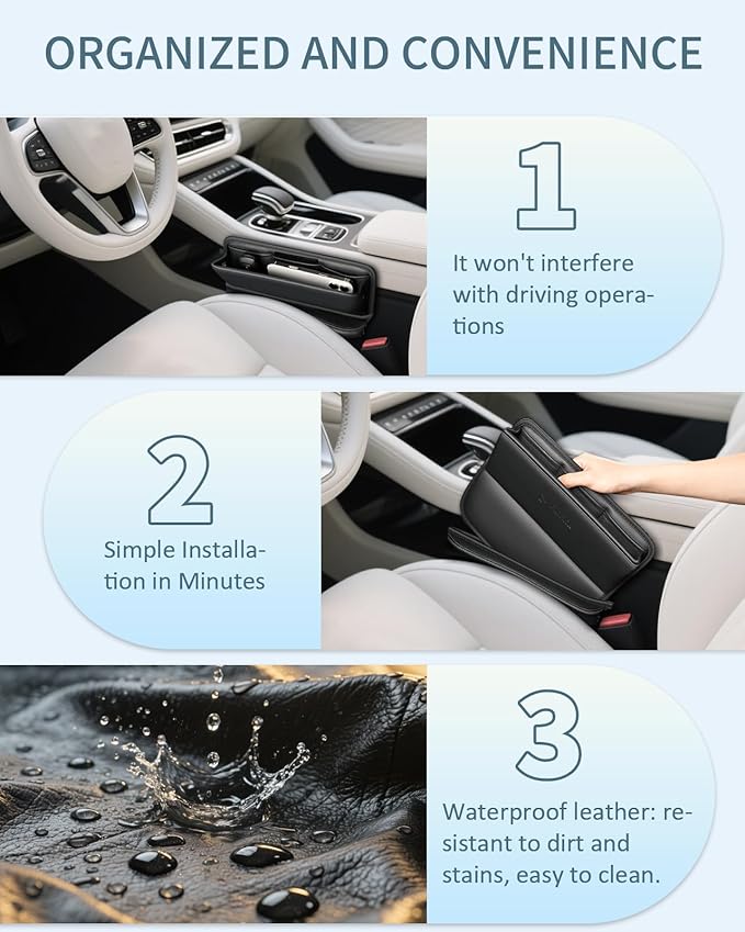 FLORICH Car Seat Gap Filler Organizer, 2-in-1Seats Gap Filler Organizer and Storages Between Seat Car Gap Filler, Car Organizer Front Seat Universal Fit for Car SUV Truck