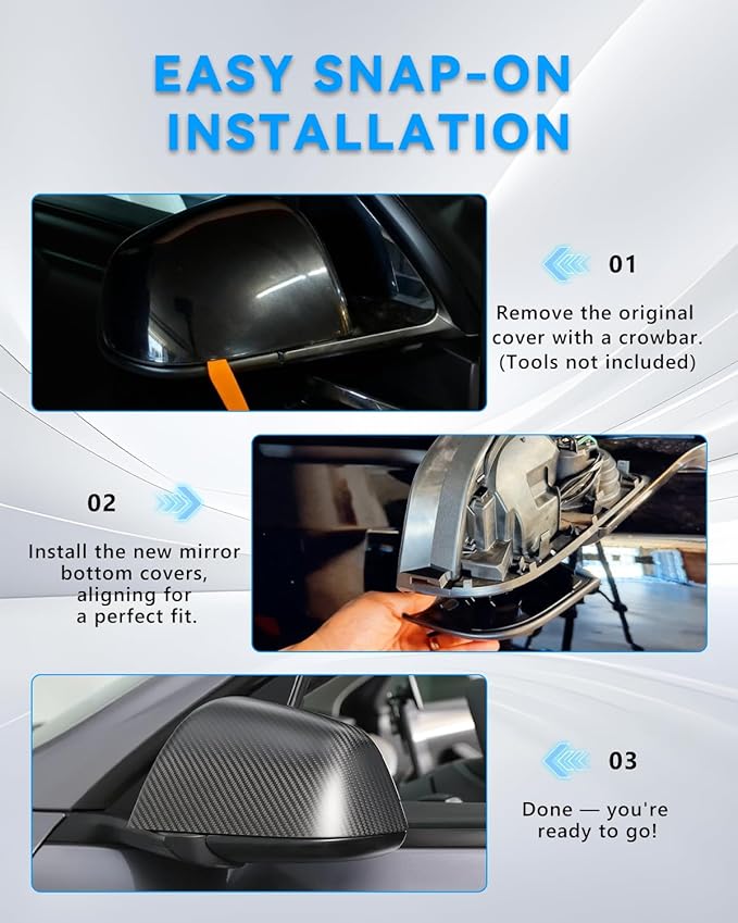 Mirror Bottom Cover for Tesla Model Y 2018-2025, Left Driver Side Rearview Mirror Lower Base Caps, Tesla Model Y Mirrors Cover Bottom Trim Replacement Accessories, Left