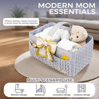 Luxurious Baby Diaper Caddy, Nursery Storage Basket for Newborn Boy and Girl, Travel Baby Basket for Diapers Baby Wipes, Orga