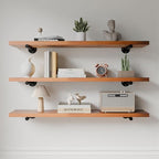 Industrial Pipe Wall Wood Shelves,Real Wooden Shelves 36" in Walnut Color with 1.2" Extra Thickness, Modern Floating Shevles