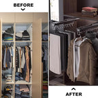 Heavy Duty Pull Out Clothes Rail - Extendable Hanger Rack with Buffer System, Adjustable Steel Wardrobe Rod for Efficient Clo