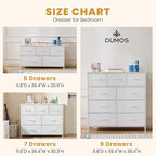 DUMOS Dresser for Bedroom, 5 Storage Drawers, Wide Fabric Closet Chests Organizer Tower Furniture with Wooden Top Metal Frame