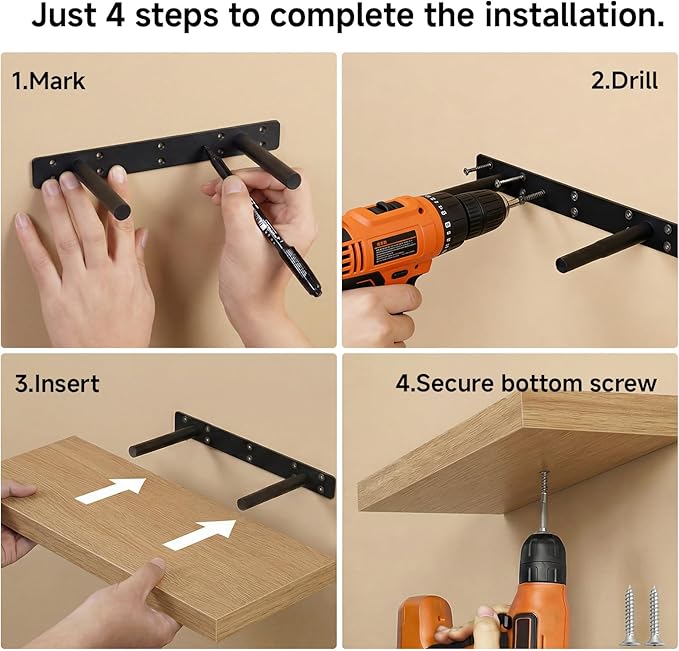 INHABIT UNION 24in Floating Shelves for Wall, Wall Mounted Shelves for Decor Storage Set of 2, Floating Shelf for Bedroom, Ba