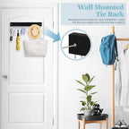 Tie Rack Belt Hanger Wall Mounted, Lomrsiul Non Slip 180 Degree Rotating Tie Organizer for Men Closet with 18 Hooks Closet Or