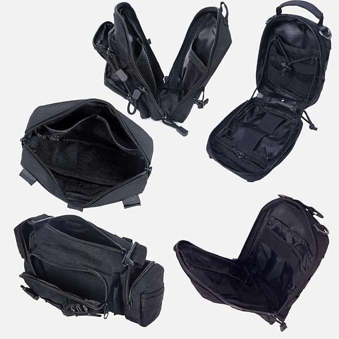 Universal Tactical Car Seat Back Organizer Bag Tactical Molle Vehicle Organizers Panel Vehicle Protector Organizers with 5 Detachable Pouches for Car Truck Ford Jeep (Model B-Black)
