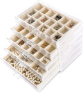 Frebeauty Acrylic Jewelry Organizer Earring Organizer Box with 5 Drawers Earring Holder Organizer with Velvet Trays Clear Jew