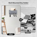 Nekon Key Holder Wall Mount, 8.5 Inch Small Home Decor Wooden Wall Organizer with 4 Hooks and Shelf, Key and Mail Holder for 