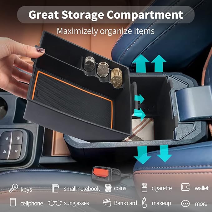 CDEFG for 2022-2026 Maverick Truck Center Console Organizer Tray 2022-2026 Maverick Armrest Trays Storage Box Coin Holder 202