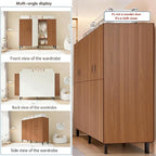 Heavy Duty Covered Clothes Rack with Magnetic Door Foldable Portable Wardrobe Closet for Hanging Clothing Rolling Black Metal