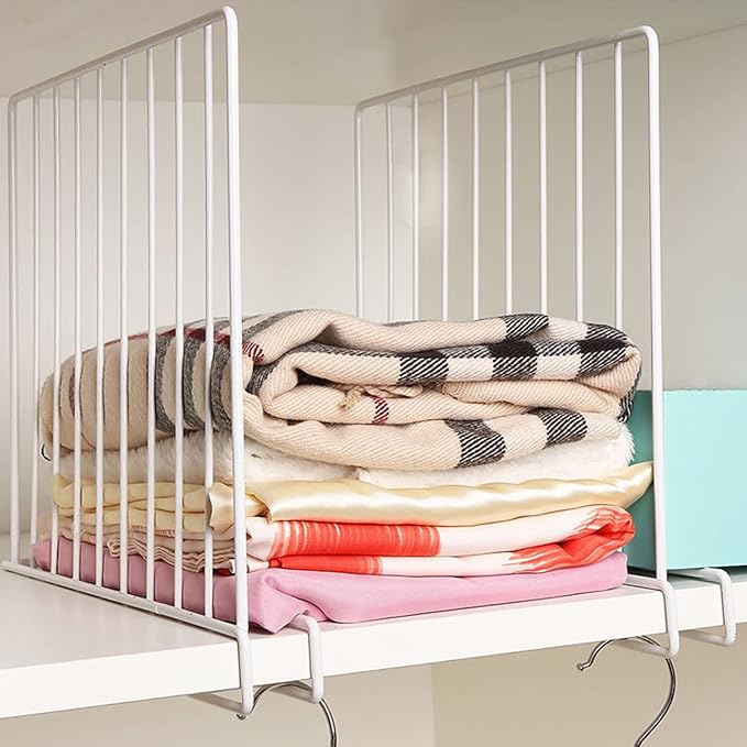 Shelf Dividers, 8 Pack Closet Organizers and Storage, Metal Closet Dividers Shelf Organizer for Wood Shelves, Linen Closet Or