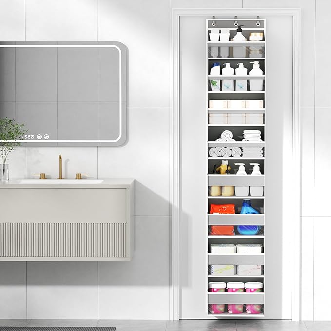 Mefirt Over The Door Organizer, 8 Shelf Door Hanging Organizers with 8 Large Capacity Pockets, Back of Door Organizer Storage