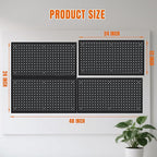 Jack Boss 48x24 Inch Metal Pegboard Wall Organizer, Black Pegboard Panels Tool Organizer Kit with Accessories Hooks and Bins,
