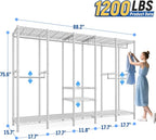 Raybee 88.2" W Clothes Rack Heavy Duty Clothing Racks for Hanging Clothes Extra Wide Portable Closet Loads 1200LBS Freestandi