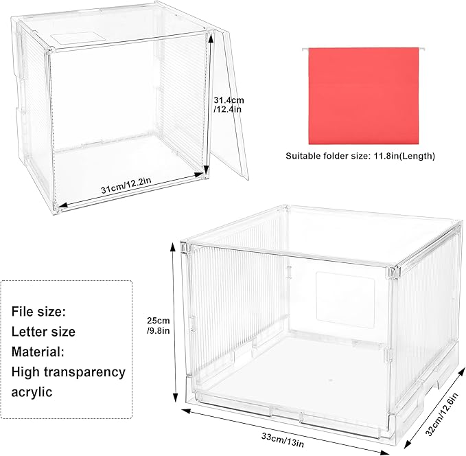 UMAIL File Box,Hanging File Organizer,Portable Storage Bins with Lids,Letter-size File Holder File Cabinet for Office/Home/De