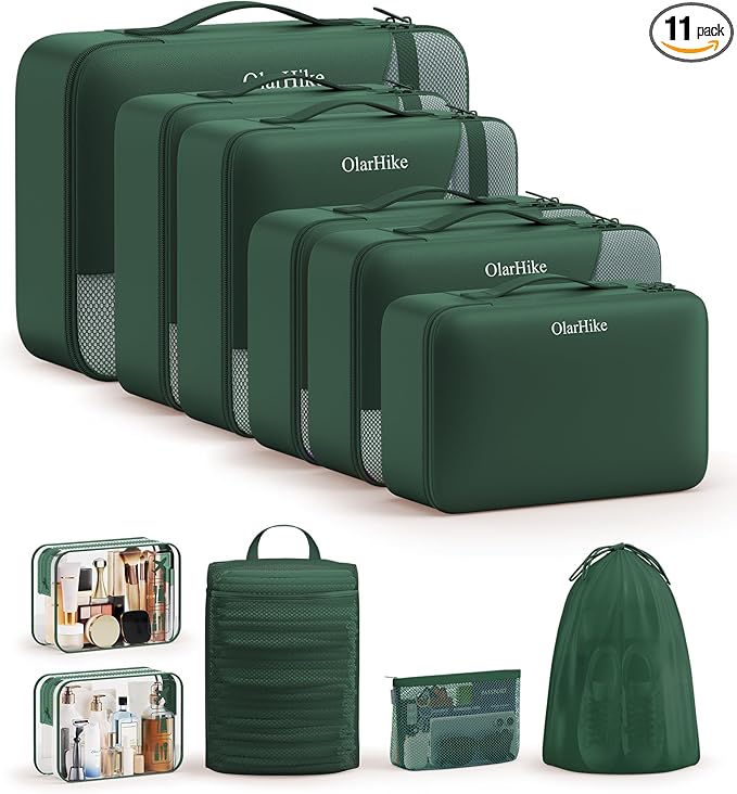 11 Set Packing Cubes for Travel, Gifts for Women Mom Kids, TSA Approved Bags for Makeup, Cosmetic, Toiletry, Suitcase Organiz