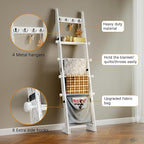 REFGY Blanket Ladder for Living Room, 5-Tier Wooden Blanket Ladder, 5.3Ft Wall Leaning Quilt Ladder for Bedroom, Rustic Decor