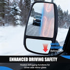 Driver Side Upper Mirror Glass for 2015-2023 Ford Transit 150 250 350 HD - Heated OE Replacement with Backing Plate, Left Side View Mirror Glass for Van Repair, Anti-Vibration HD Real Glass