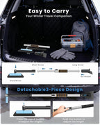 helloleiboo 43.7" Extendable Ice Scrapers for Car Windshield for 12 Adjustable Length Settings with Foam Grip and 360° Pivoting Brush Head Detachable Snow Brush for Truck SUV(Blue)