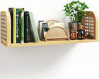 24 Inch Rattan Wall Shelf, Wooden Hanging Bookshelf Storage, Natural Cute Nursery Shelves Wall Mounted, Boho Decorative Float