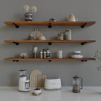 Industrial Pipe Wall Wood Shelves,Real Wooden Shelves 72" in Special Brown Color with 1.2" Extra Thickness, Modern Floating S