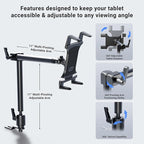 ARKON Mounts - Car Seat Rail Tablet Mount and Holder | Heavy-Duty for Car/Truck | Adjustable Angle & Height | Easy Installation & Removal | 22-inch Arm for Enhanced Accessibility & Convenience