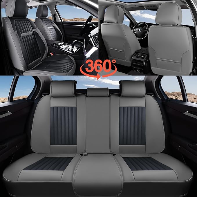 Coverado Car Seat Covers Front Seats, Seat Covers for Cars, Car Seat Protector, 2-Pack Car Seat Cushion Nappa Leather, Waterp