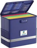 Fireproof File Box with Lock, Document Box Storage Organizer, Suitable for Hanging File Folders in Letter Size, Collapsible F