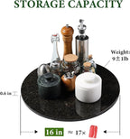 Koville 16'' Marble Lazy Susan for Kitchen Counter, Black Marble Turntable for Dinning, Lazy Susans Organizer for Cabinet, Se