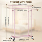 HYSEYY Double Rods Clothes Rack, Sturdy Rolling Clothing Rack, Portable Clothing Racks for Hanging Clothes - Metal Garment Ra