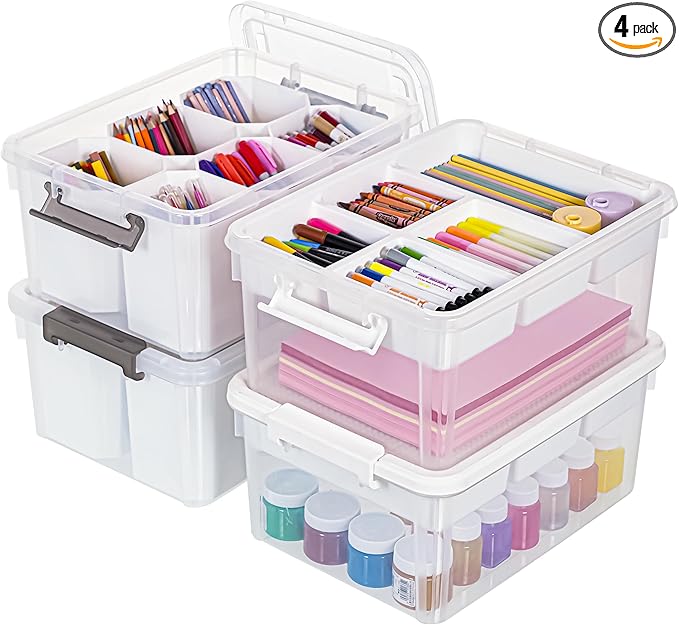 Citylife 17 QT Plastic Storage Bins Clear Storage Box with Lids Multipurpose Stackable Storage Containers for Organizing Tool