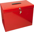 Cathedral Products A4 Steel File Box with Starter Pack of 5 Suspension Files - Red