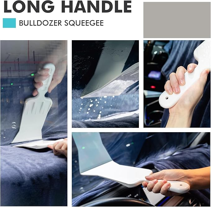 FOSHIO Bulldozer Squeegee Window Tint Kit, Car Squeegee for Windshields, Back Window, Felt Squeegee & 2 Felt Tape, Utility Knife & 10PCS Blades, 2 Micro Squeegee & Corner Squeegee Vinyl Wrap Tools