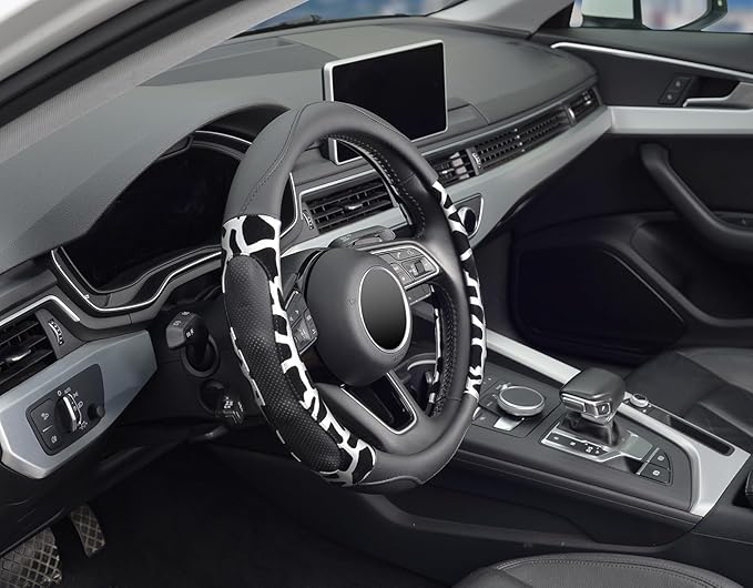 ZHOL Car Steering Wheel Cover, Universal 15 inch Breathable Microfiber Leather Steering Wheel Protector, Anti Slip Car Interi