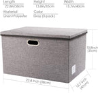 PRANDOM Extra Large Collapsible Storage Bins with Lids [3-Pack] Linen Fabric Foldable Storage Baskets Boxes Organizer Contain