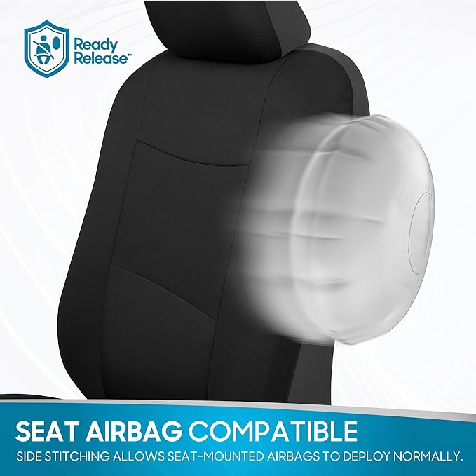 BDK PolyPro Car Seat Covers Full Set in Solid Black, Front and Rear Split Bench Seat Covers for Cars, Easy to Install Car Sea