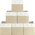 FinishingBo 13 x 13 Inch Fine Linen Storage Bins with Handles，Fabric Cube Boxs，Basket Organizers for Shelves for Home, Closet