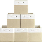 FinishingBo 13 x 13 Inch Fine Linen Storage Bins with Handles，Fabric Cube Boxs，Basket Organizers for Shelves for Home, Closet