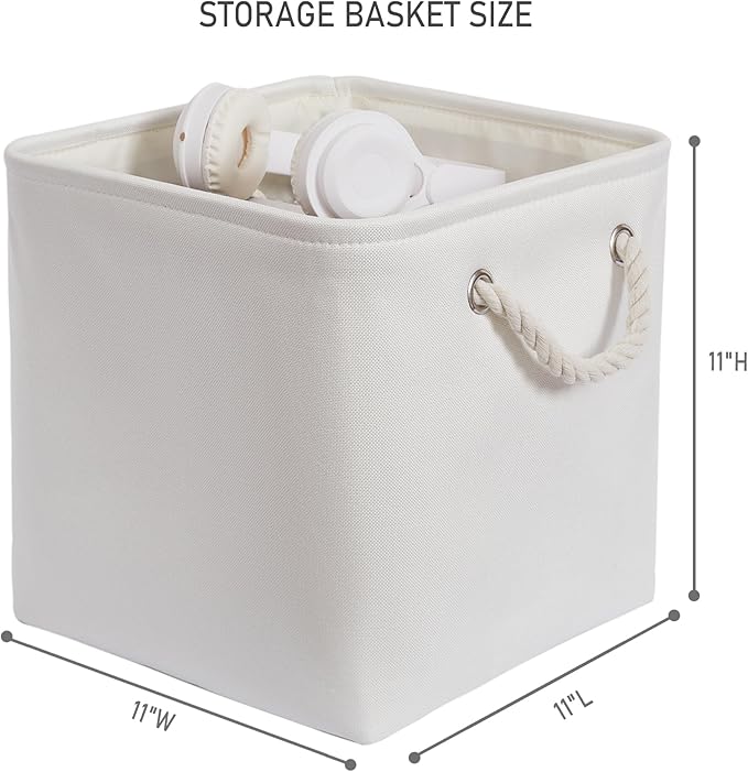 11 x 11 Inch Storage Cubes, 6 Pack Large Collapsible Fabric Storage Bin with Ropes, Foldable Storage Cubes for Home, Office,C