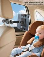 PLDHPRO Car Headrest Tablet Holder for Backseat, 3 in 1 Adjustable Aluminum Alloy Arm Tablet Mount for Back Seat, Road Trip Essentials for Kids for iPad, Galaxy, Fire HD, 5.1''-15.6'' Devices