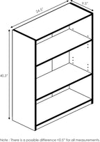 Furinno JAYA Book Shelf, 3-Tier Bookshelf, Bookcase with Adjustable Shelves, 9.5 x 24.5 x 40.3, for Organization and Storage,