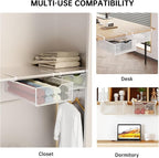 2 Pack Closet Pull-Out Baskets Bra Underwear and Sock Organizer for Drawer Women College Dorm Room Essentials (White)