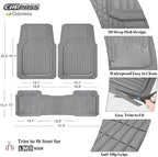 CAR PASS Heavy Duty Rubber Floor Mats for Car, Waterproof Liner Deep Dish Car Mats Full Sets, Universal Trim to Fit for SUV Truck Sedans Vans, All Weather Automotive Floor Mats 3pcs, Solid Gray