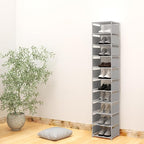 10 Tier Vertical Shoe Rack - Grey Narrow Shoe Rack for Closet & Entryway, Space Saving Tall Shoe Organizer for Small Spaces, 