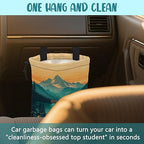 Car Garbage Bag Mountain and Forest at Sunset Hanging Canvas Car Trash Bag Drawstring Car Back Seat Organizer for Car Back Front Seat Console with Adjustable Buckle