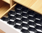Honeycomb Separator Adjustable Drawer Organizer Divider for Underwear Belt-Scarf Socks Organizer (Black)